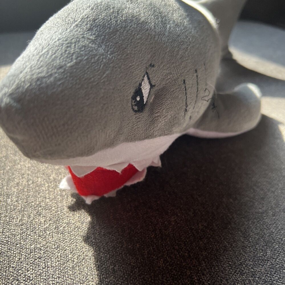 Shark Plush 10" Gray & White Stuffed Animal w/ Teeth Swimming Ocean Fish Kid Toy